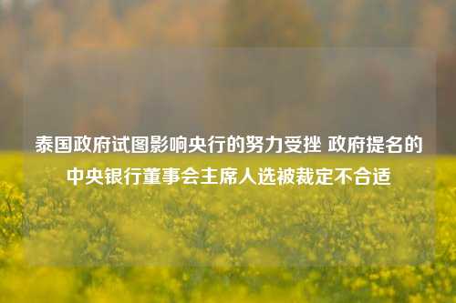 泰国政府试图影响央行的努力受挫 政府提名的中央银行董事会主席人选被裁定不合适